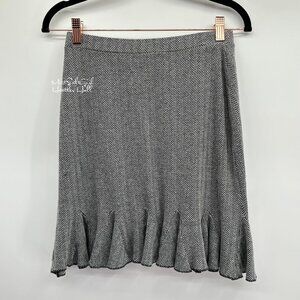 WHBM Herringbone Ruffle Hem Midi Skirt Size Small